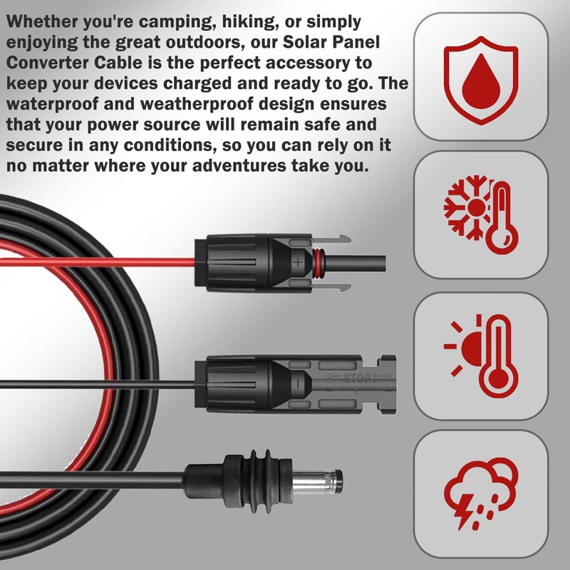 Magiktech Solar Connectors to DC 5.5 * 2.1mm Extension Power Cable for Starlink Mini, Solar Panels to DC 5521 Cord Cable for Portable Power Stations & Solar Generators (12FT) - Image 3
